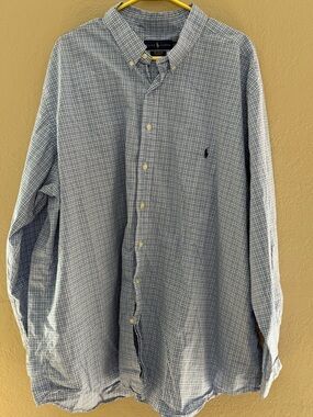 Ralph Lauren Men’s Light Blue Checked Button-Down Shirt